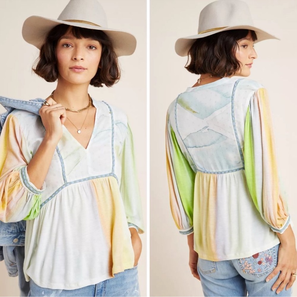 Blink x Anthropology Renata Tie Dye Women's Multicolor V-Neck Top